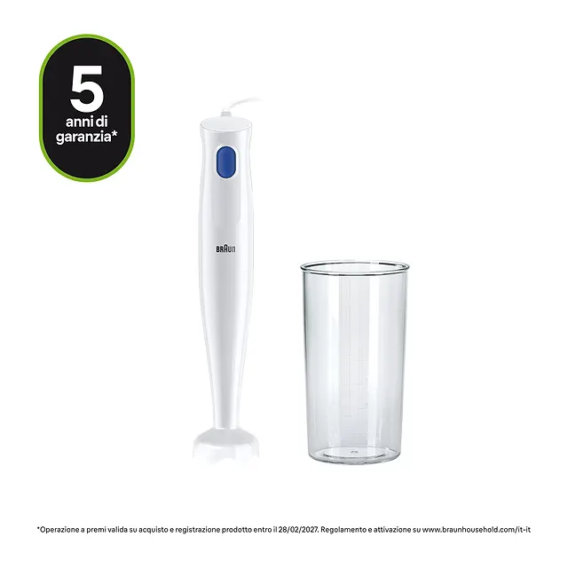 Braun Frullatore a immersione MultiQuick 1 0,6 L MQ 10.001P WH