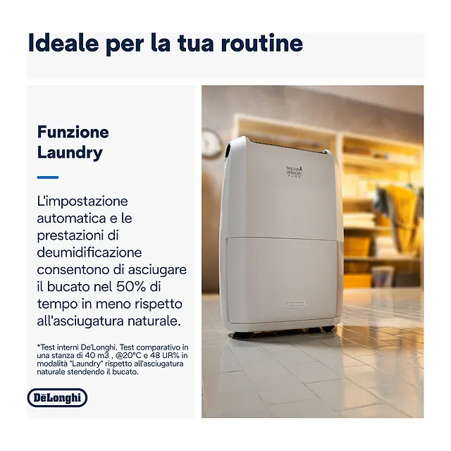 De'Longhi Deumidificatore 25 L/24h DDSX225, vista 4