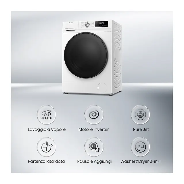 Hisense Lavasciuga 10/6 kg WDQA1014EVJM, vista 3