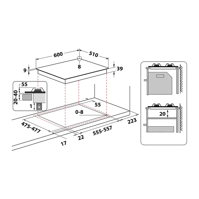 Hotpoint Piano cottura a gas 59 cm PCN 640 T (AN) R /HA, vista 5