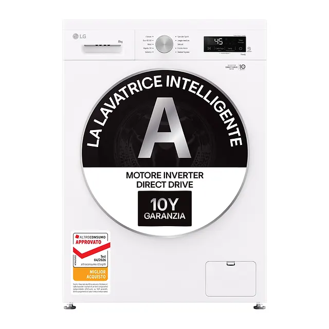 LG Lavatrice 8 kg F4NX1008NWK, vista 2