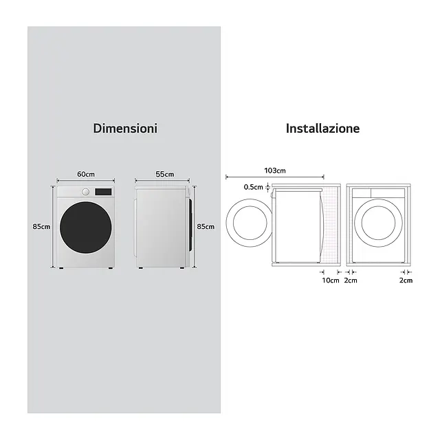LG Lavatrice 8 kg F4NX1008NWK, vista 3