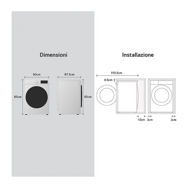 LG Lavatrice 13 kg F4R3013NSWB, vista 3