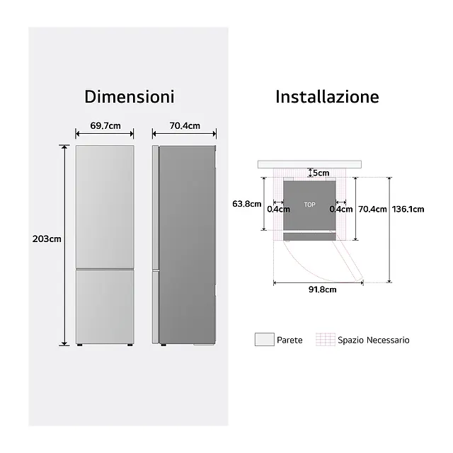 LG Frigorifero combinato 203 cm GBBW322CPY, vista 4