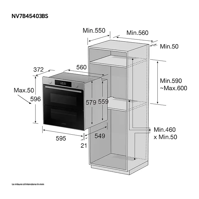 Samsung Forno da incasso 76 L NV7B45403BS, vista 4