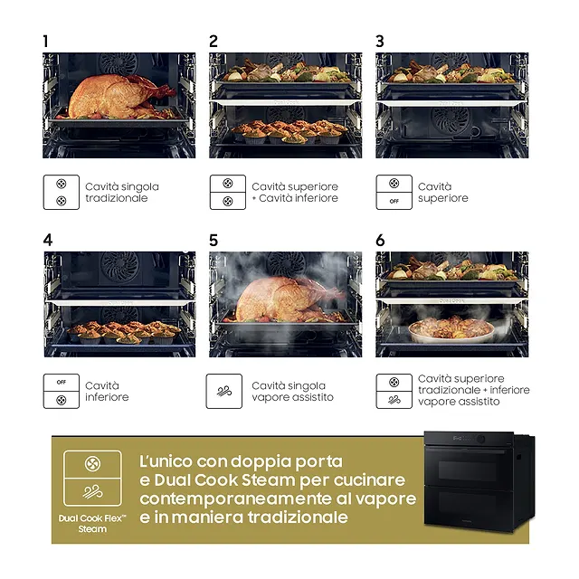 Samsung Forno da incasso a vapore 76 L NV7B5760WBK, vista 5