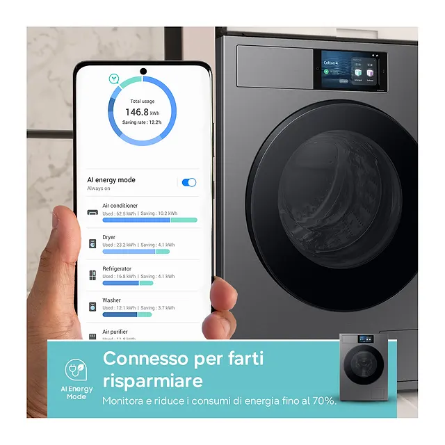 Samsung Lavatrice 9 kg WF90F09C4SU3, vista 5