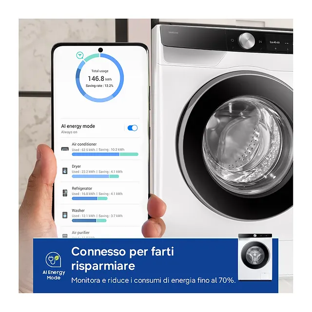 Samsung Lavatrice 9 kg WW90DG6G94LKU3, vista 5