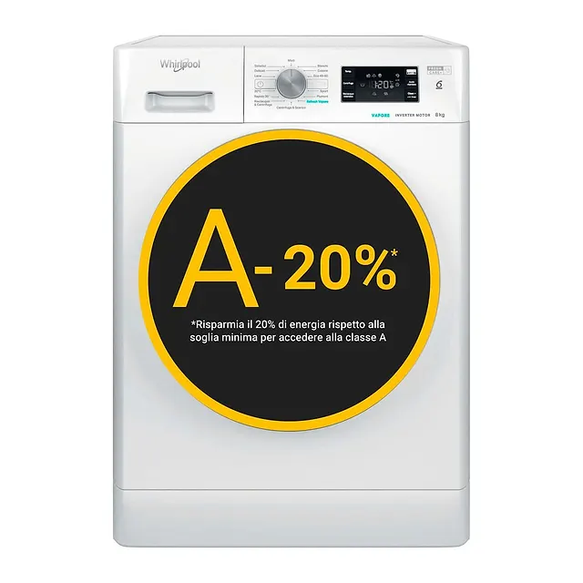 Whirlpool Lavatrice 8 kg FFB 848 BSV IT, vista 2